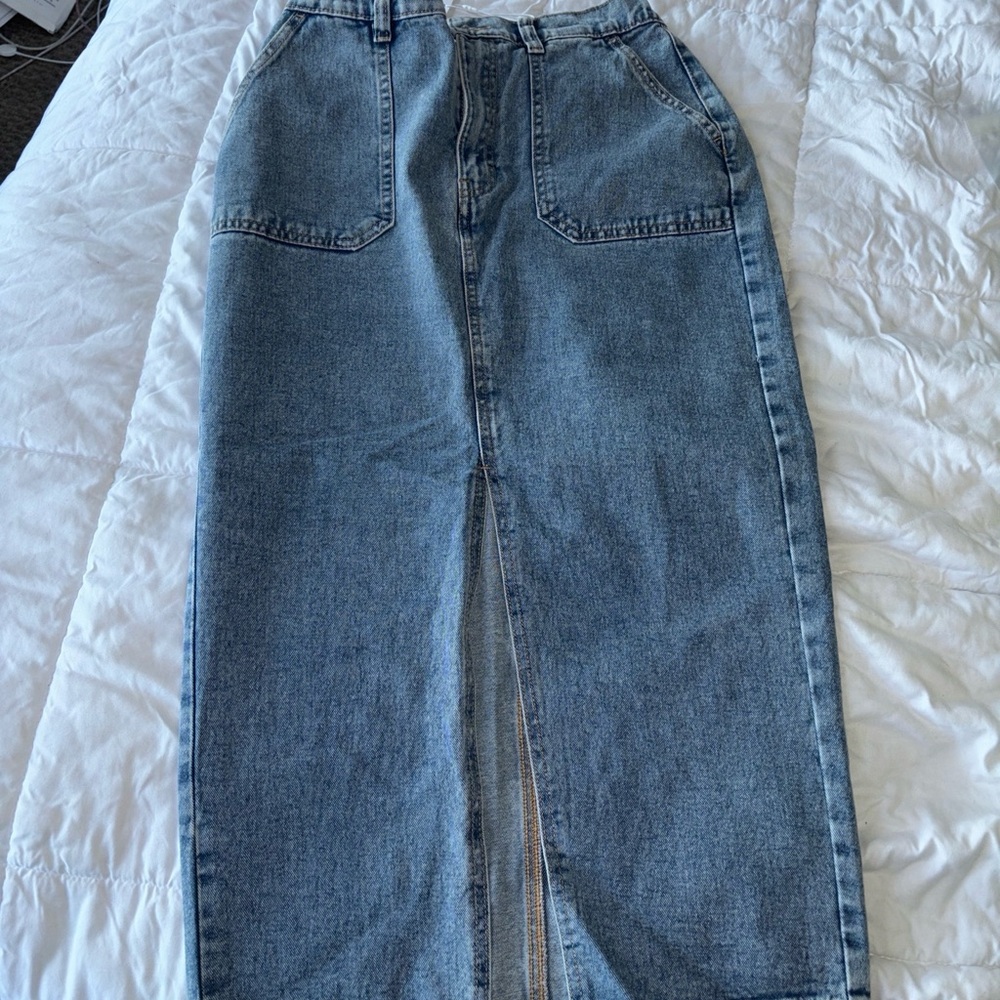 NWT Ardene Maxi Denim Jean Long Skirt High waist Rise Y2K Vintage Sz Medium